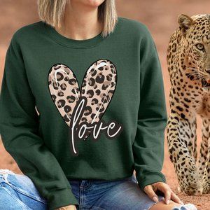 Love Heart Sweatshirt Mother, Daughther, Girlfriend Military Green